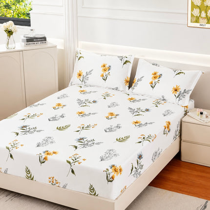 Husă de pat cu elastic din Bumbac Finet + 2 Fețe de Pernă, 160x200, Cod: DRT6