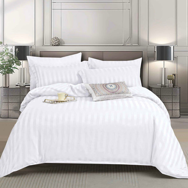 Lenjerie de Lux din Damasc Finetat Deluxe cu 6 piese-cearșaf de pat cu elastic Cod: DAE302