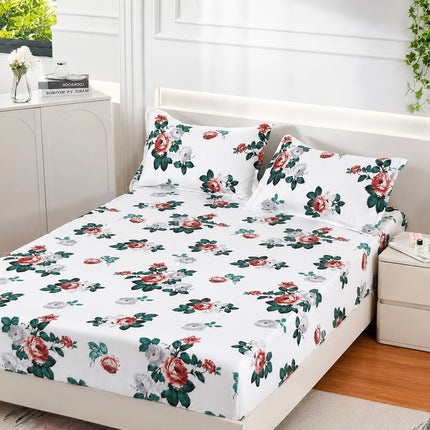 Husă de pat cu elastic din Bumbac Finet + 2 Fețe de Pernă, 160x200, Cod: DRT1