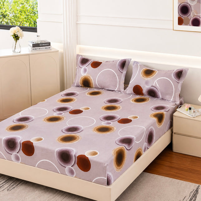 Husă de pat cu elastic din Bumbac Finet + 2 Fețe de Pernă, 160x200, Cod: DRT8