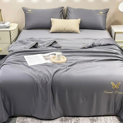 Set Luxury + pilotă ușoară inclusă din Mătase, 4 piese, pat dublu, Cod: FMT4