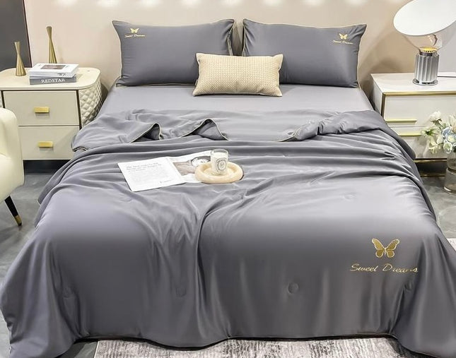 Set Luxury + pilotă ușoară inclusă din Mătase, 4 piese, pat dublu, Cod: FMT4