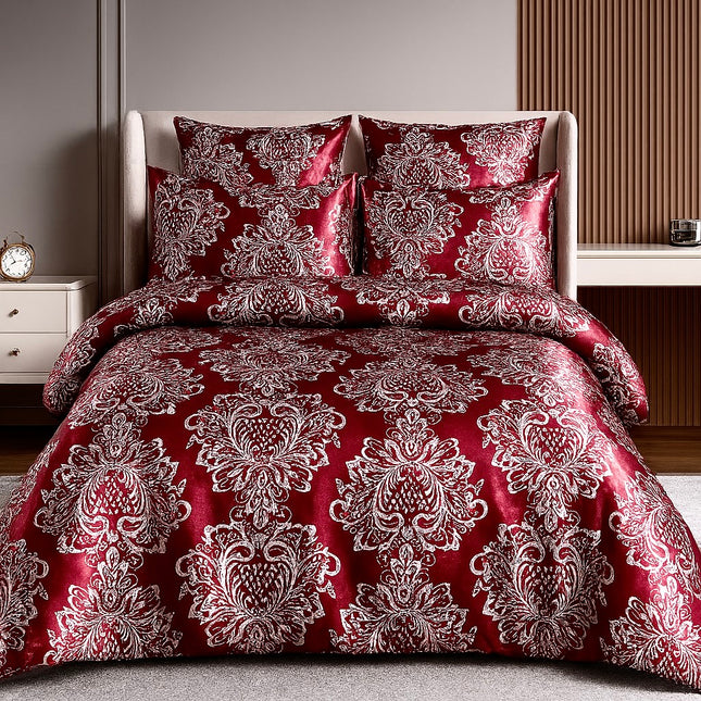 Set lenjerie de pat cu elastic, bumbac tip jacquard, 6 piese, pat 2 persoane Cod: JQJ4