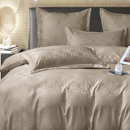 Set lenjerie de Lux jacquard, 6 piese, pat 2 persoane,cearșaf cu elastic, Cod: JQY4