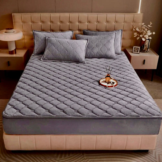 Husă / Topper saltea cu elastic, gri inchis, 160x200 cm, Cod: TPC65