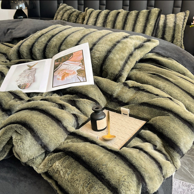 Set de Lux din blană de iepure artificială, 6 piese, Cod: BY21