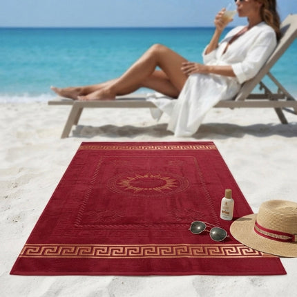 Prosop de Plajă Premium, 70x150 cm – Model Greek Sun, 100% Bumbac, Cod: PPB70