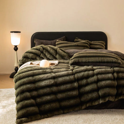 Set de Lux din blană de iepure artificială, 4 piese, Cod: BY15