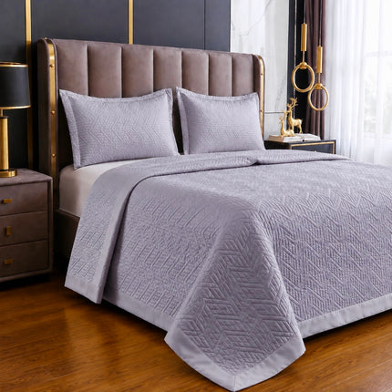 Cuvertură de Pat tip Saten Matlasată — Set 3 Piese, 200x230 cm, Cod: SAT007