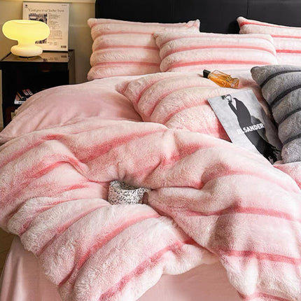 Set de Lux din blană de iepure artificială, 4 piese, Cod: BYK5