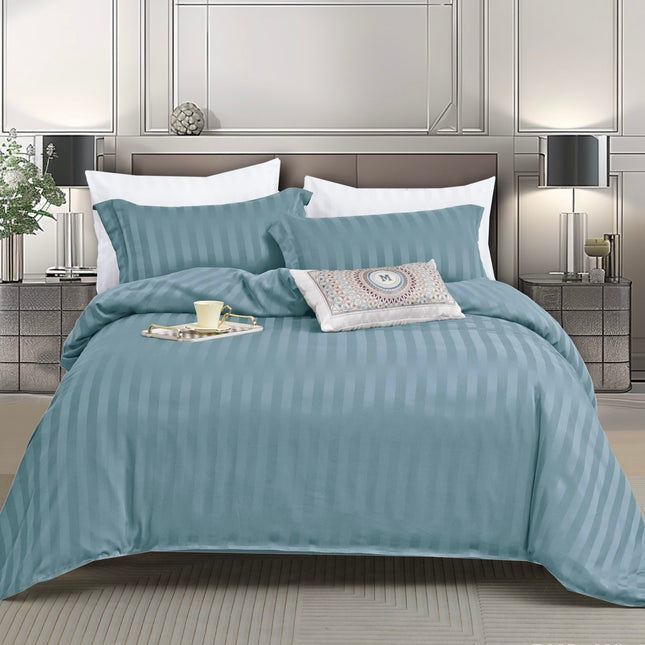 Lenjerie de Lux din Damasc Finetat Deluxe cu 6 piese-cearșaf de pat cu elastic Cod: DAE309