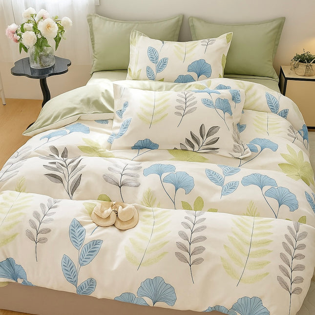 Lenjerie de pat din bumbac fin 6 piese(cearșaf de pat cu elastic) Cod: FNF309