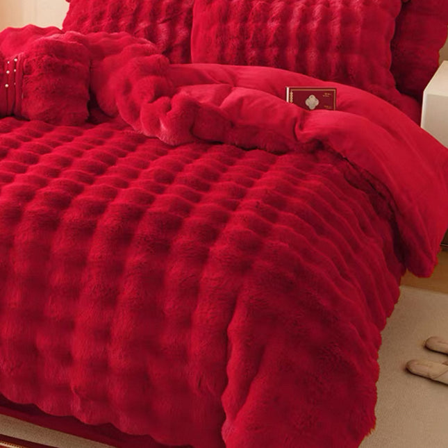 Set de Lux din blană de iepure artificială, 4 piese, Cod: BYE3