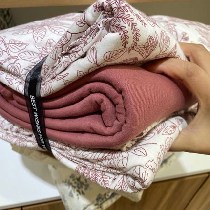 Lenjerie elastică premium din bumbac tricot – Design botanic, 4 piese, Cod: CTN07