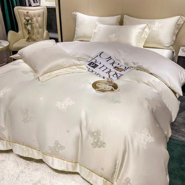 Set lenjerie de Lux jacquard, 6 piese, pat 2 persoane,cearșaf cu elastic, Cod: JQY26