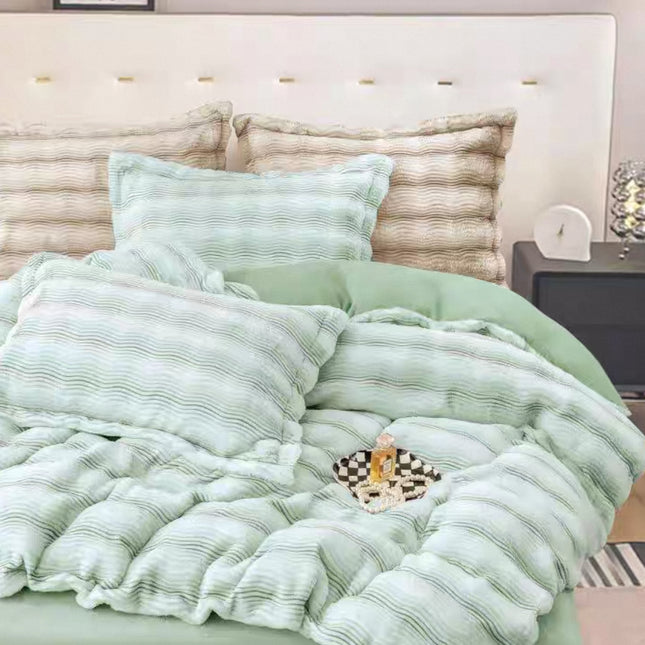 Set de Lux din blană de iepure artificială, 4 piese, Cod: BYK7