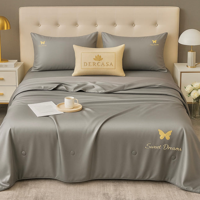 Set Luxury + pilotă ușoară inclusă din Mătase, 4 piese, pat dublu, Cod: FMT4