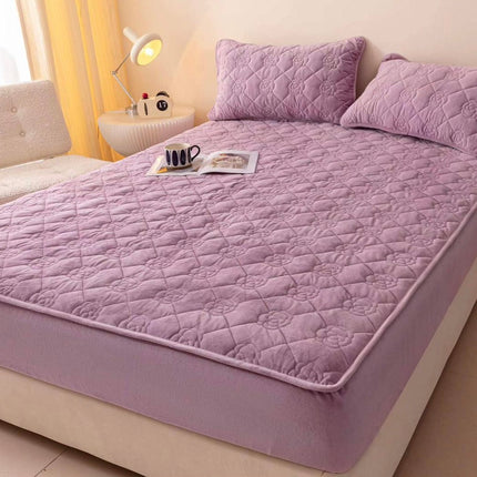 Set de pat Husă / Topper saltea cu elastic, mov deschis, 180x200 cm, Cod: TPY800