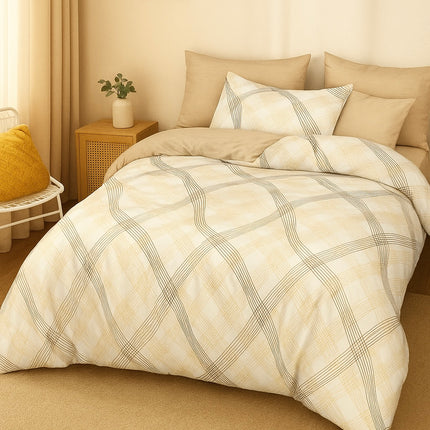 Lenjerie de pat din bumbac fin 6 piese(cearșaf de pat cu elastic) Cod: FNF308