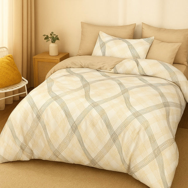 Lenjerie de pat din bumbac fin 6 piese(cearșaf de pat cu elastic) Cod: FNF308
