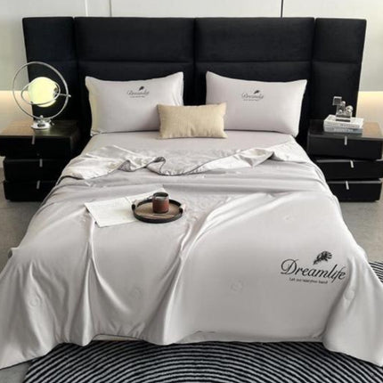 Set Luxury + pilotă ușoară inclusă din Mătase, 4 piese, pat dublu, Cod: FMY10
