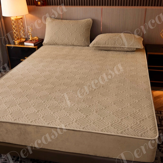 Husă / Topper saltea cu elastic, crem închis, 160x200 cm, Cod: TPY5