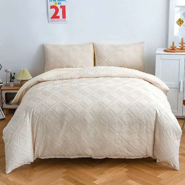 Set de pat cu flori tip jacquard și smocuri brodate Cod: 4F39