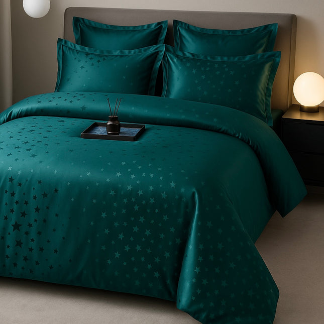Set lenjerie de Lux jacquard, 6 piese, pat 2 persoane,cearșaf cu elastic, Cod: JQY14