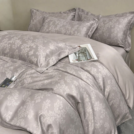 Set lenjerie de Lux jacquard, 6 piese, pat 2 persoane,cearșaf cu elastic, Cod: JQY36