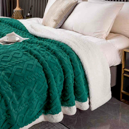 Patura Cocolino cu Blanita, Model Tricotat, Pat 2 Persoane, 200x230 cm, cod: EXP20