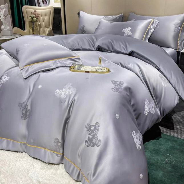 Set lenjerie de Lux jacquard, 6 piese, pat 2 persoane,cearșaf cu elastic, Cod: JQY31