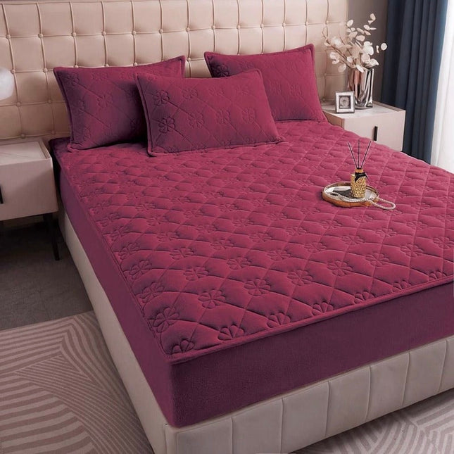 Husă / Topper saltea cu elastic, roşu grena, 180x200 cm, Cod: TPP21