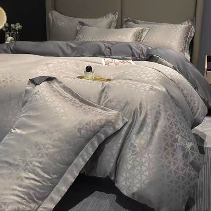 Set lenjerie de Lux jacquard, 6 piese, pat 2 persoane,cearșaf cu elastic, Cod: JQY19