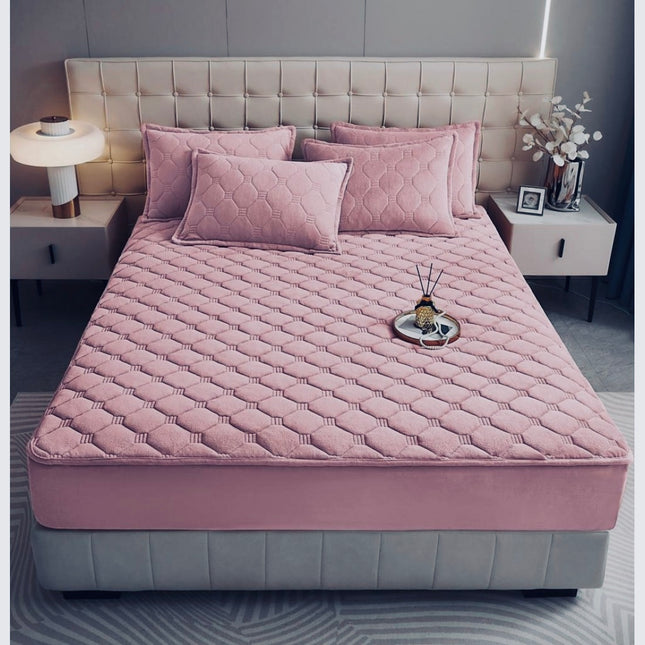 Husă / Topper saltea cu elastic, roz pudră, 140x200 cm Cod: TPC12