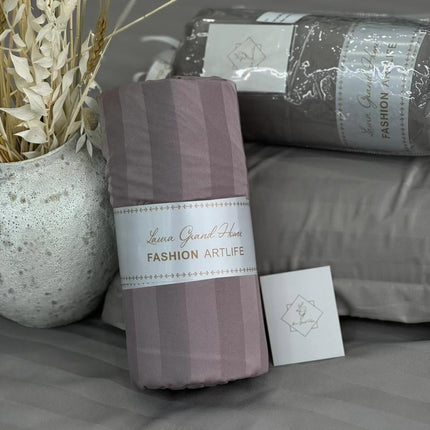 Husa saltea din Damasc 180x200 cm(întinsă 230x250 cm)+ 2 fețe de pernă Cod: H-6 mov prăfuit