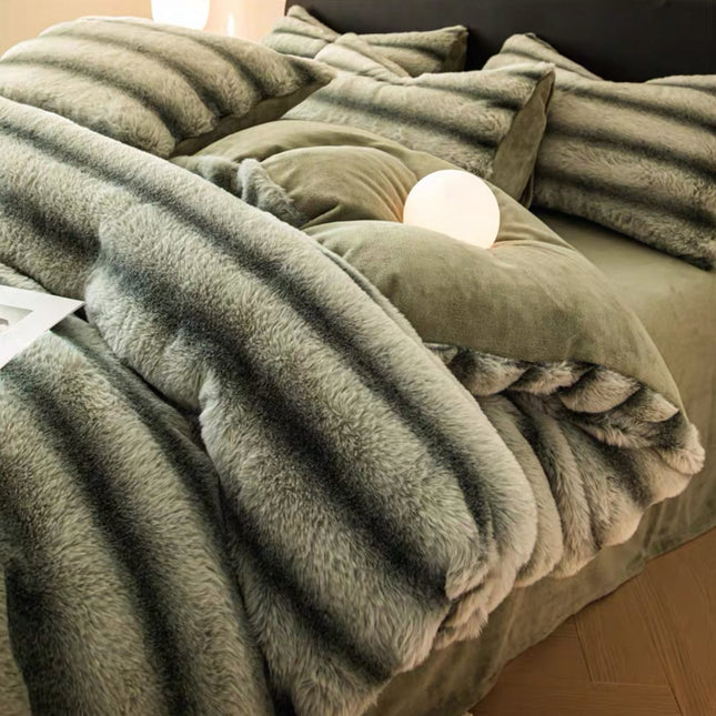Set de Lux din blană de iepure artificială, 4 piese, Cod: BY12
