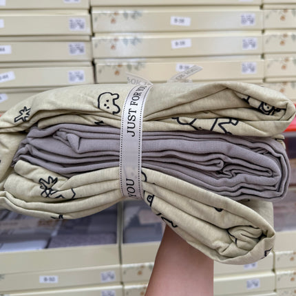 Lenjerie elastică premium din bumbac tricot – Design botanic, 4 piese, Cod: CTN04