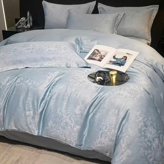 Set lenjerie de Lux jacquard, 6 piese, pat 2 persoane,cearșaf cu elastic, Cod: JQY29