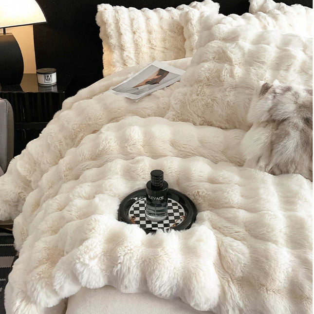 Set de Lux din blană de iepure artificială, 4 piese, Cod: BYE1