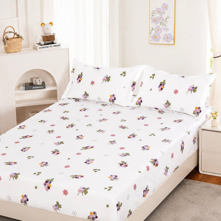 Husă de pat cu elastic din Bumbac Finet + 2 Fețe de Pernă, 160x200, Cod: DRT3