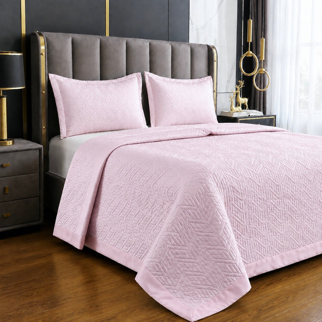 Cuvertură de Pat tip Saten Matlasată — Set 3 Piese, 200x230 cm, Cod: SAT005