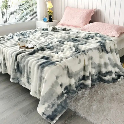 Pătură de lux cu blană de iepure artificială, 200x230 cm, cod: EXR5