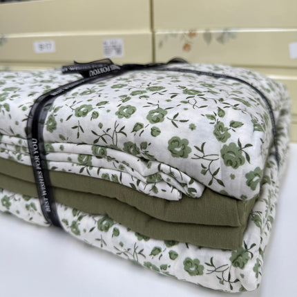 Lenjerie elastică premium din bumbac tricot – Design botanic, 4 piese, Cod: CTN18