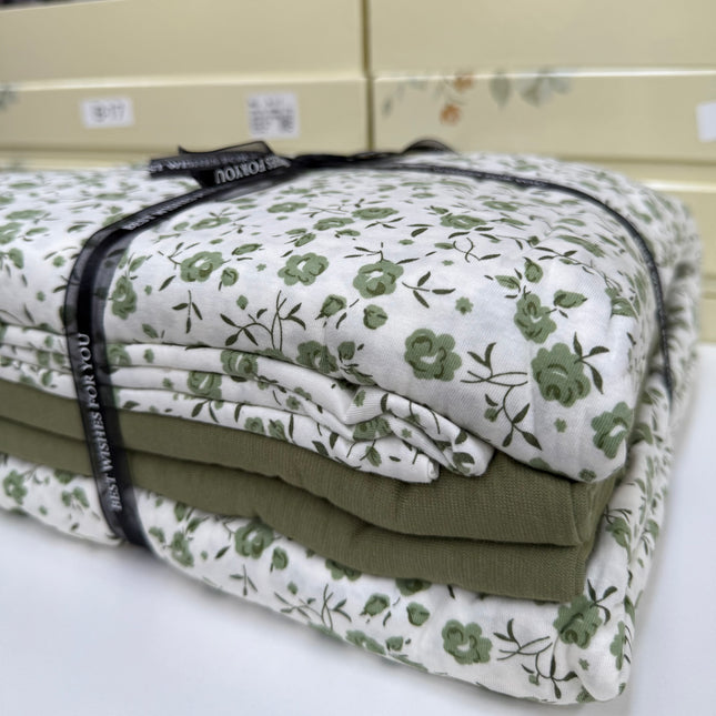 Lenjerie elastică premium din bumbac tricot – Design botanic, 4 piese, Cod: CTN18