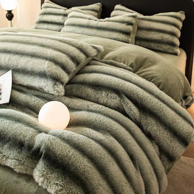 Set de Lux din blană de iepure artificială, 4 piese, Cod: BY12