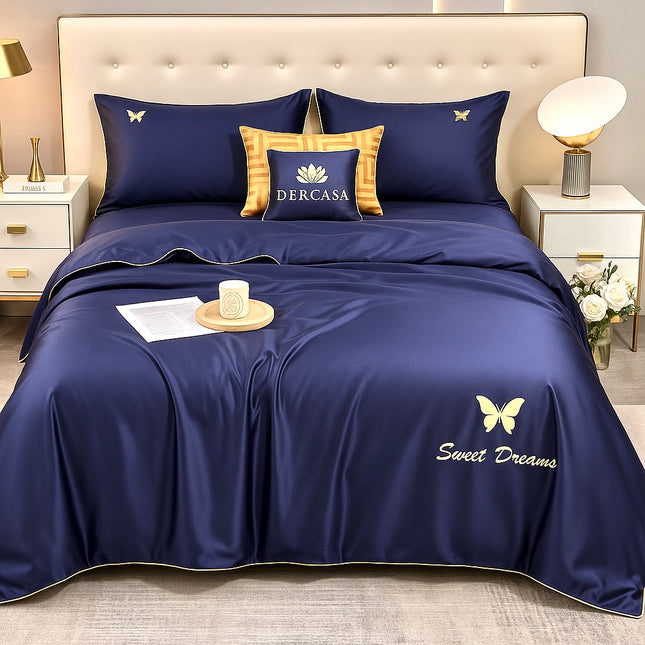 Set Luxury + pilotă ușoară inclusă din Mătase, 4 piese, pat dublu, Cod: FMT7