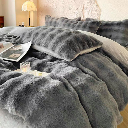 Set de Lux din blană de iepure artificială, 4 piese, Cod: BY3
