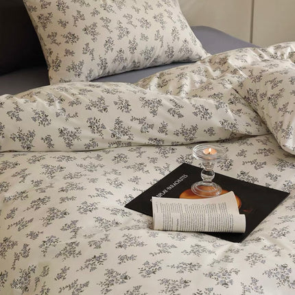 Lenjerie elastică premium din bumbac tricot – Design botanic, 4 piese, Cod: CTN06