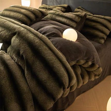 Set de Lux din blană de iepure artificială, 4 piese, Cod: BY15