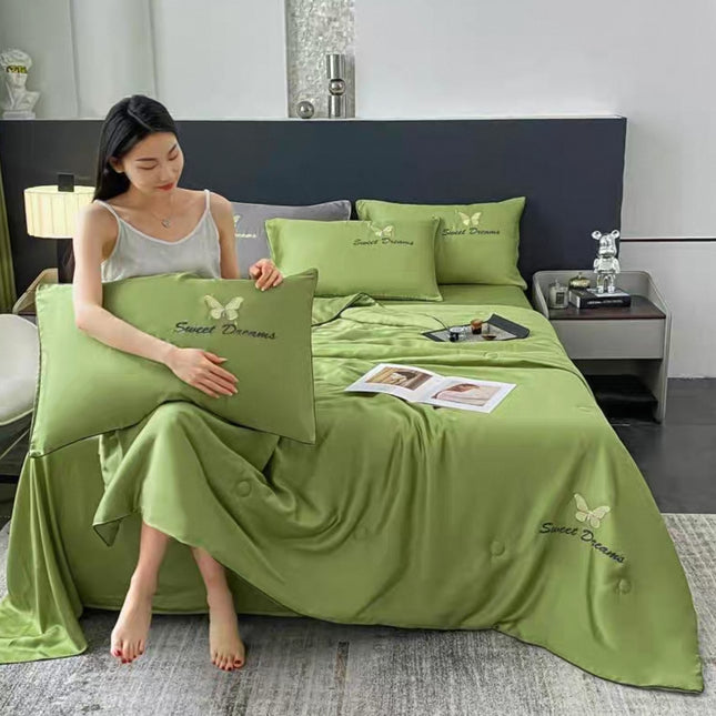 Set Luxury + pilotă ușoară inclusă din Mătase, 4 piese, pat dublu, Cod: FMT8